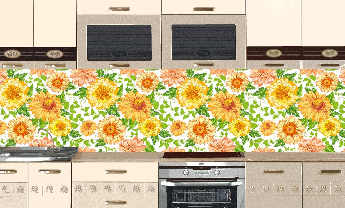 flower designed kitchen linens