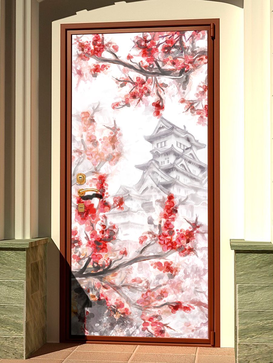 Наклейка на дверь - Сакура