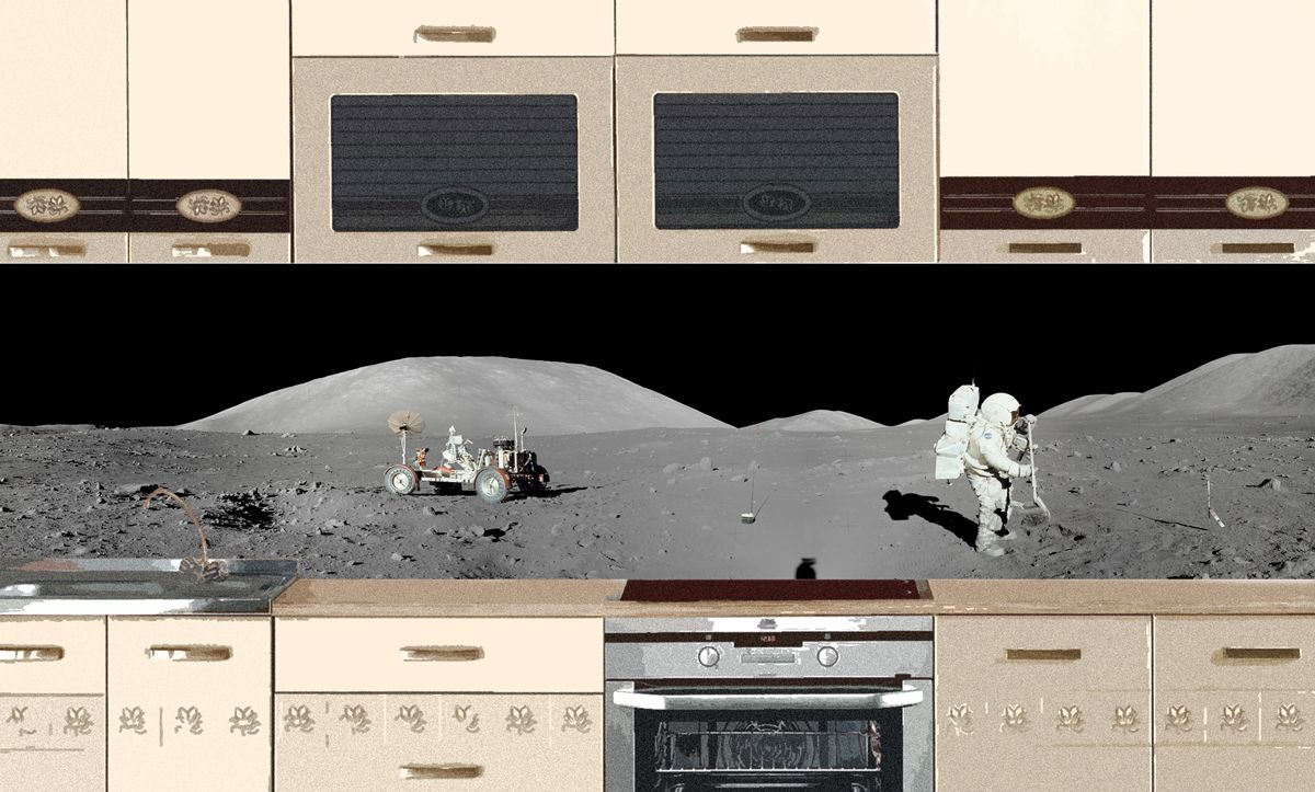 Наклейка на фартук для кухни - Apollo 17