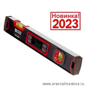Новинка 2023! Уровень электронный магнитный с двумя пузырьковыми индикаторами 400 х 62 х 25 мм Woodwork DL-04