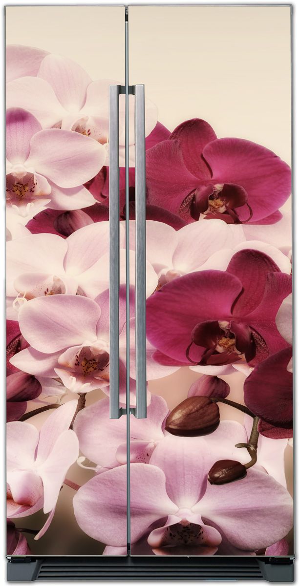 наклейка на холодильник - Картинка с орхидеями купить в магазине Интерьерные наклейки