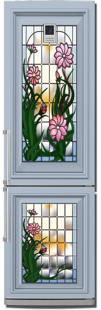 Виниловая наклейка на холодильник - Витраж кантри