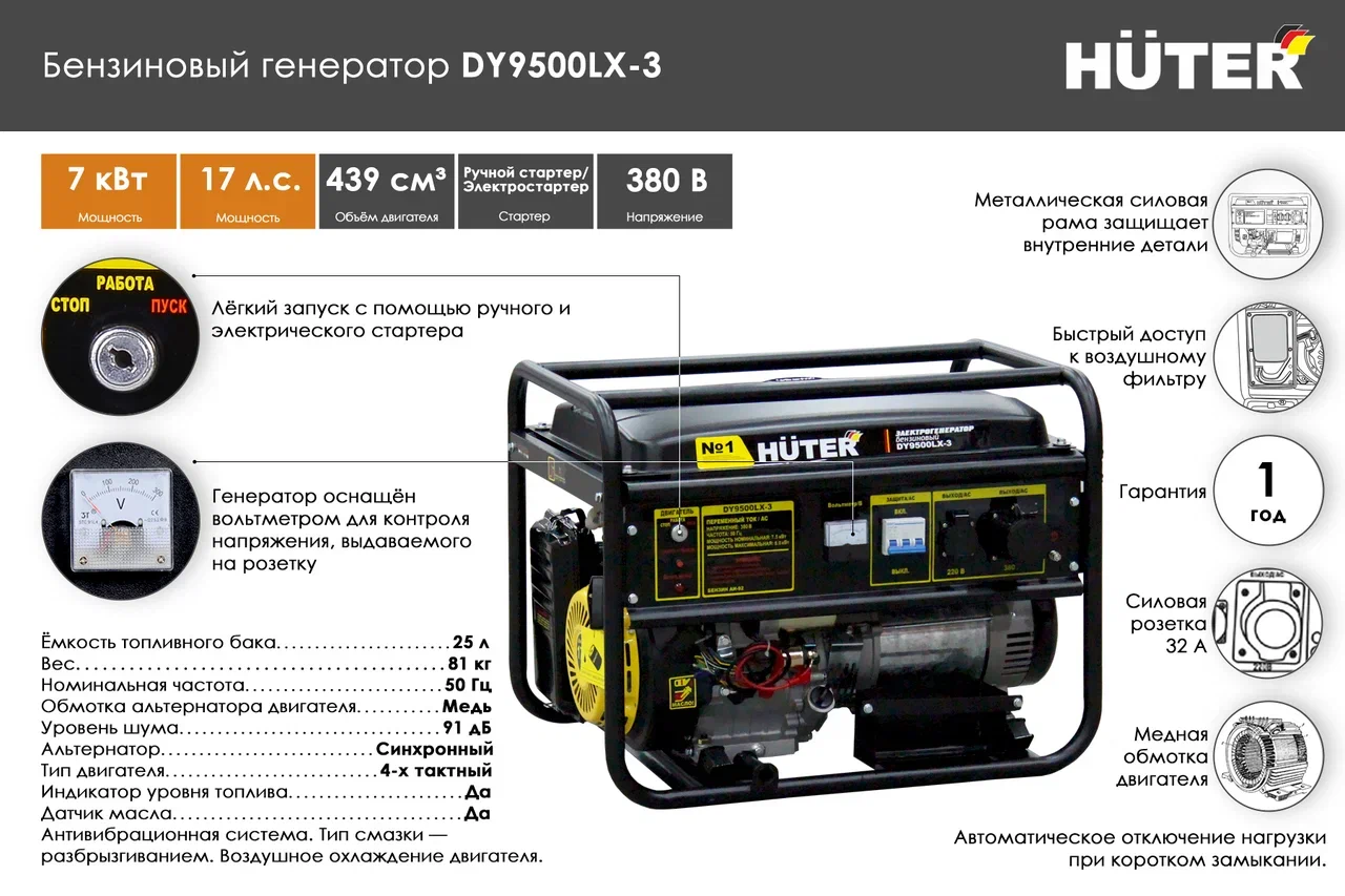 Преимущества генератора DY9500LX-3