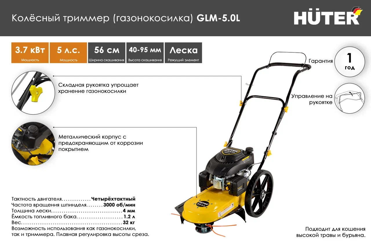 Преимущества колесного триммера GLM-5.0L
