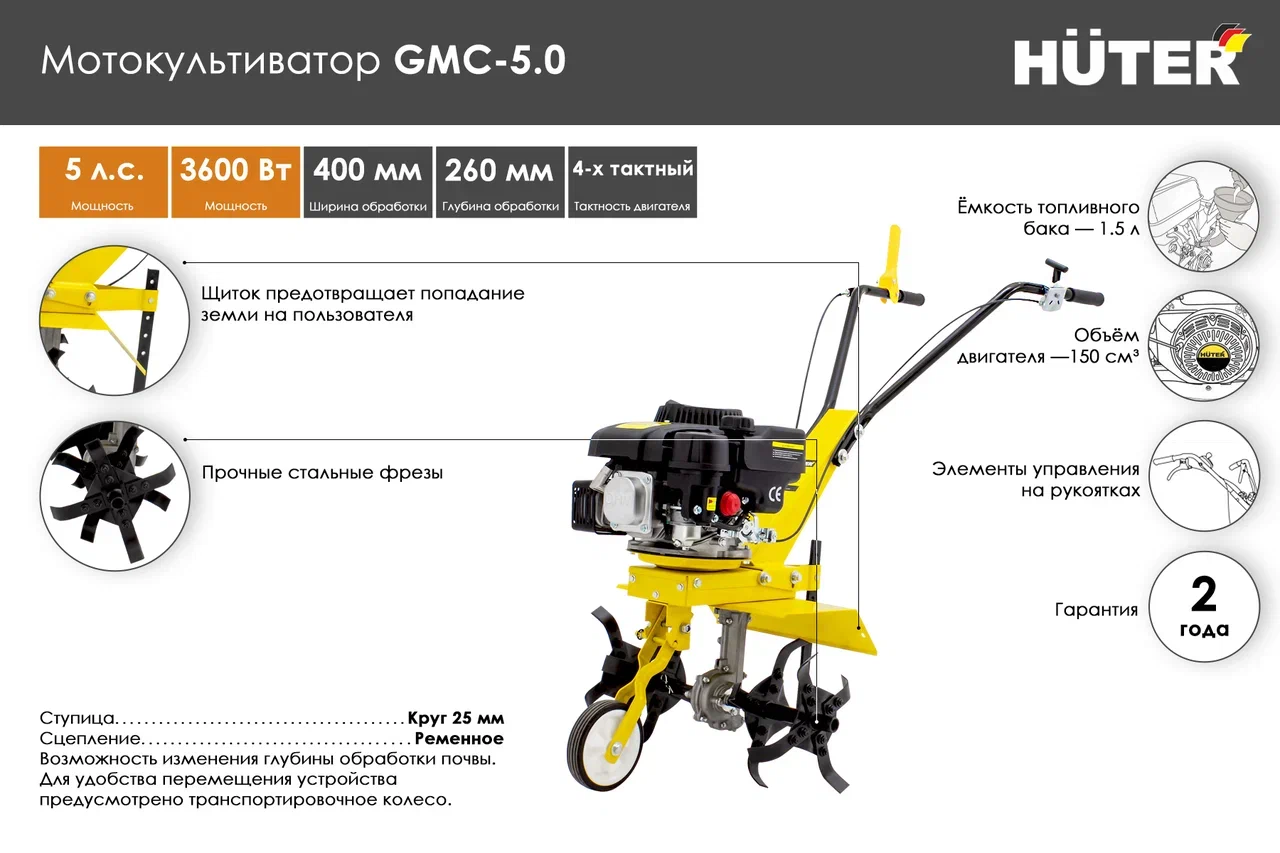 Преимущества мотокультиватора GMC-5.0