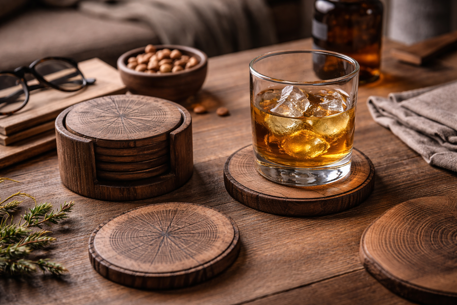Подставка из дерева под стакан