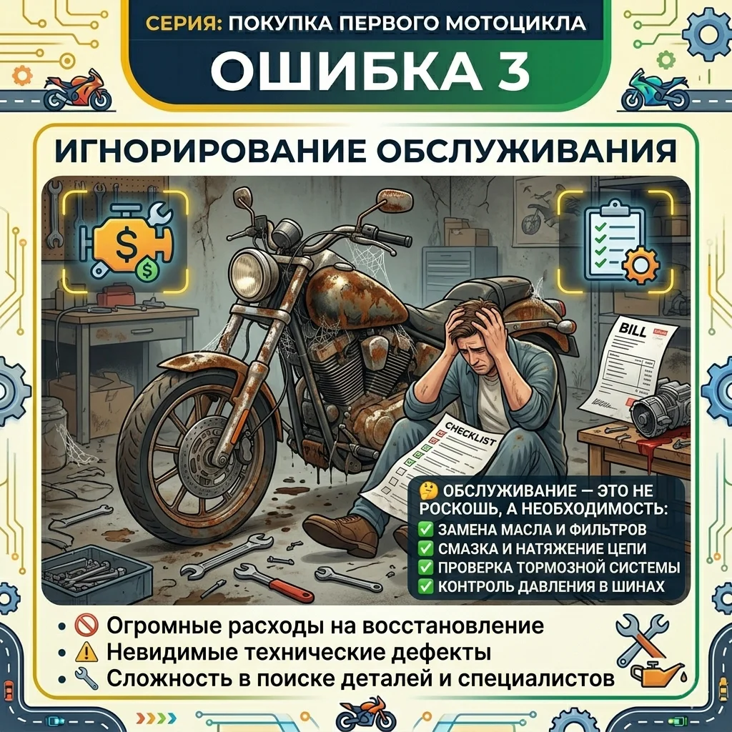 Игнорирование технического обслуживания мотоцикла