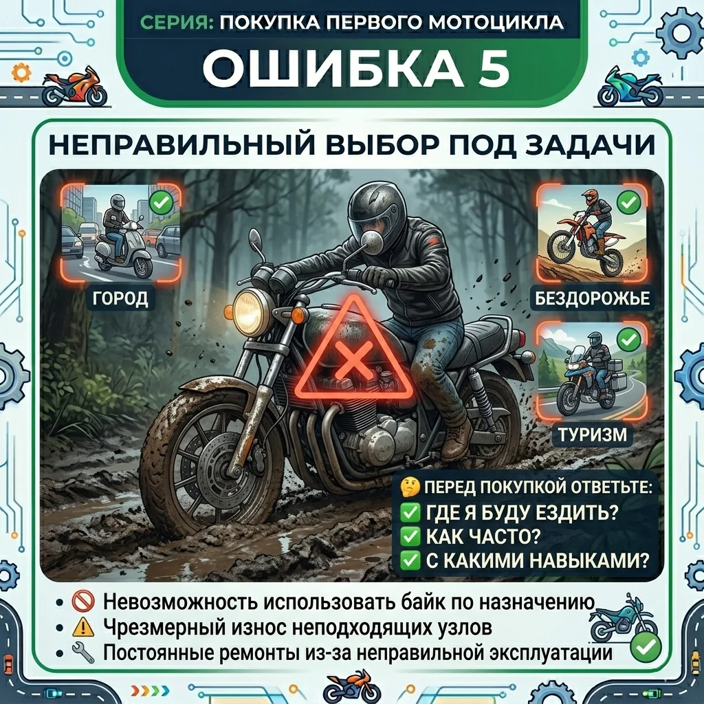 Неправильный выбор класса мотоцикла