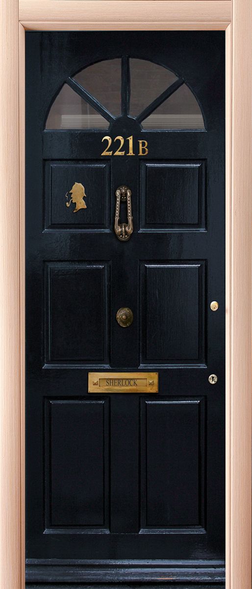Наклейка на дверь - Шерлок 221b, купить | Интерьерные наклейки