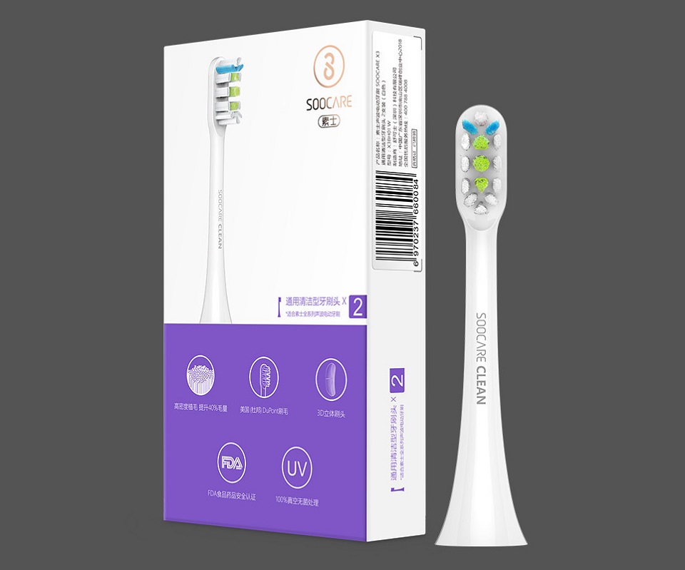 Насадка для зубной щетки Xiaomi Soocare X3 White упаковка с насадкой
