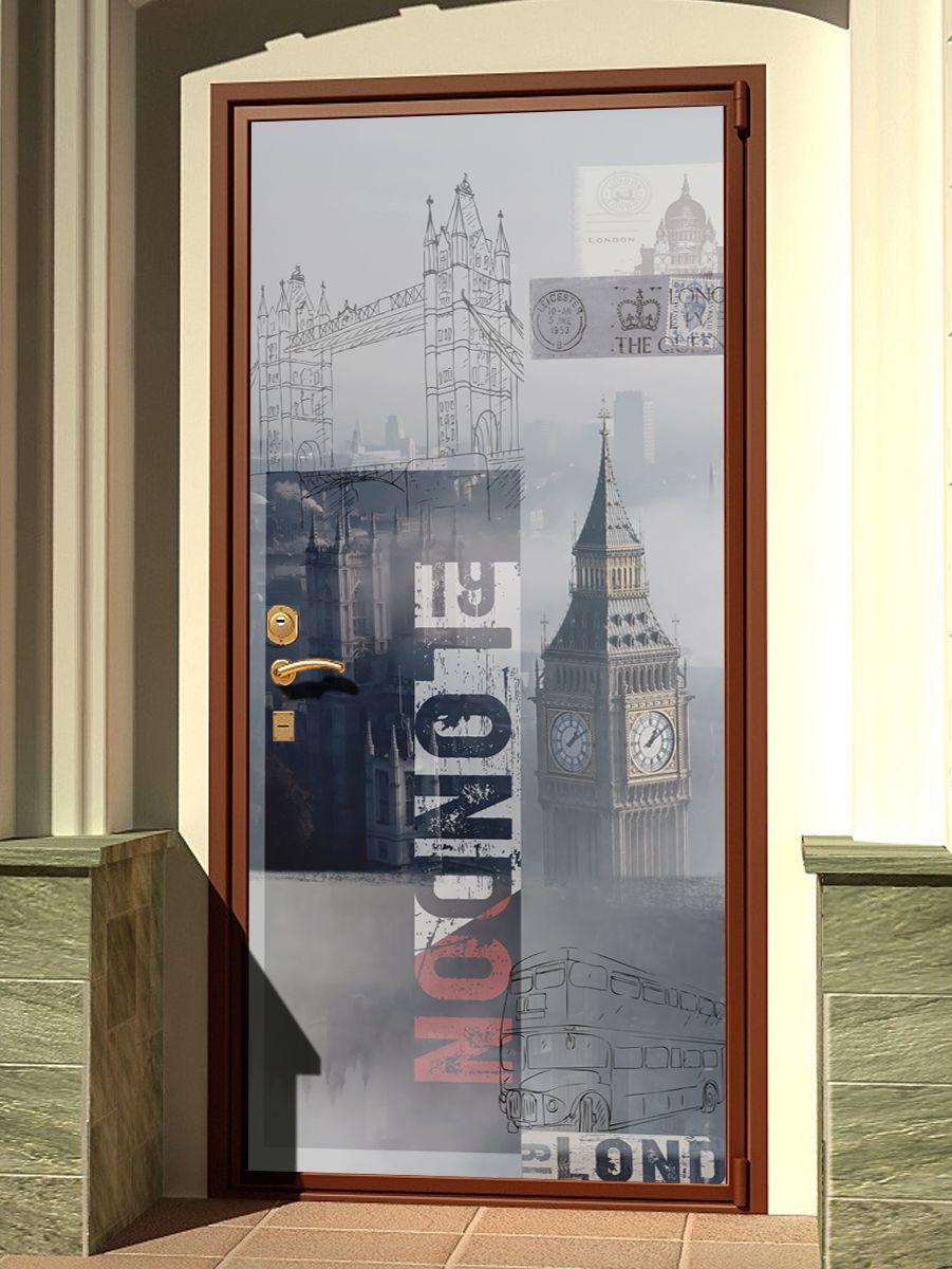Наклейка на дверь - Лондонский туман | магазин Интерьерные наклейки