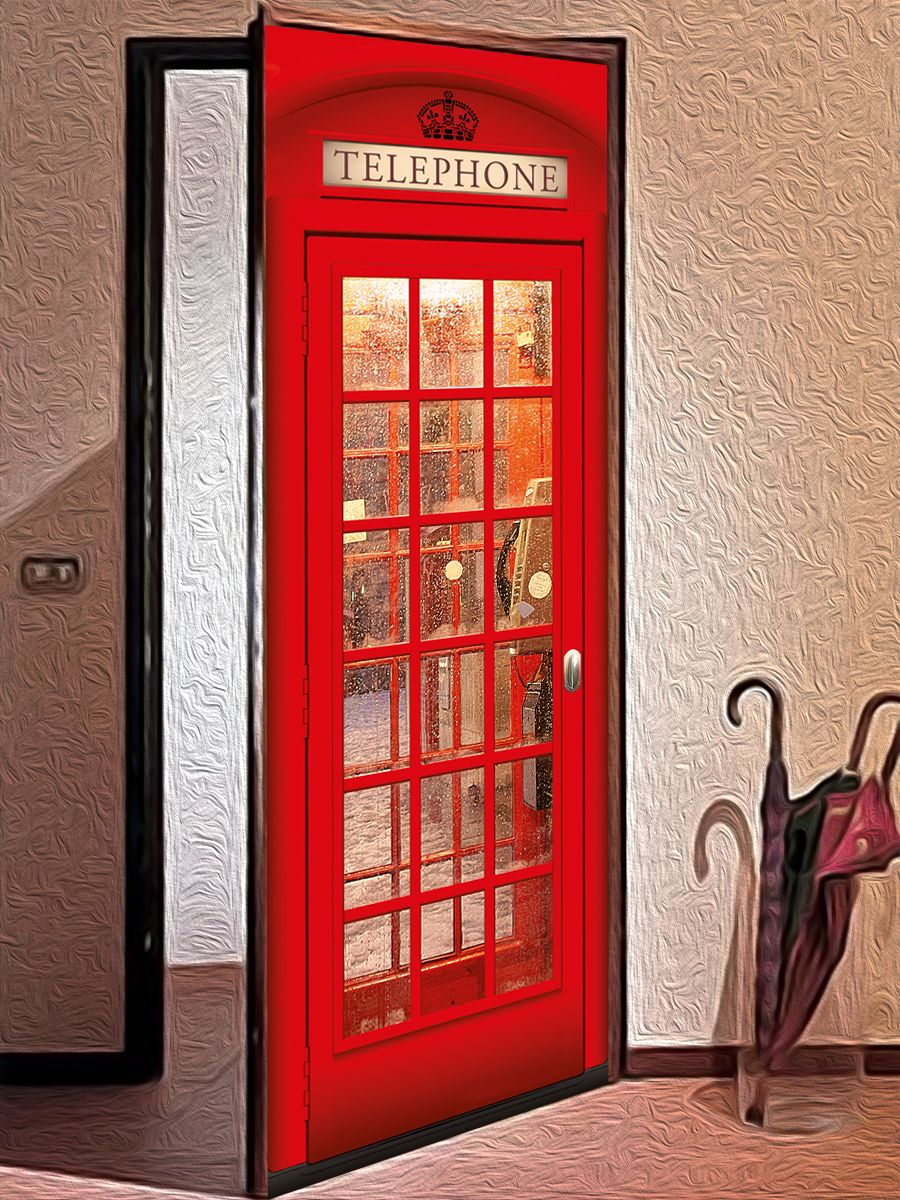 Door sticker - English Telephone Box 2 by X-Decor