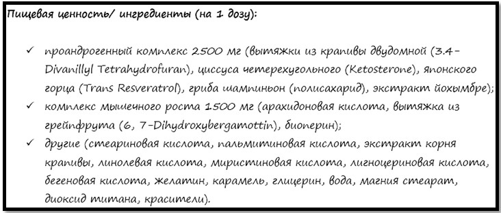 пищевая ценность и ингредиенты Animal Test