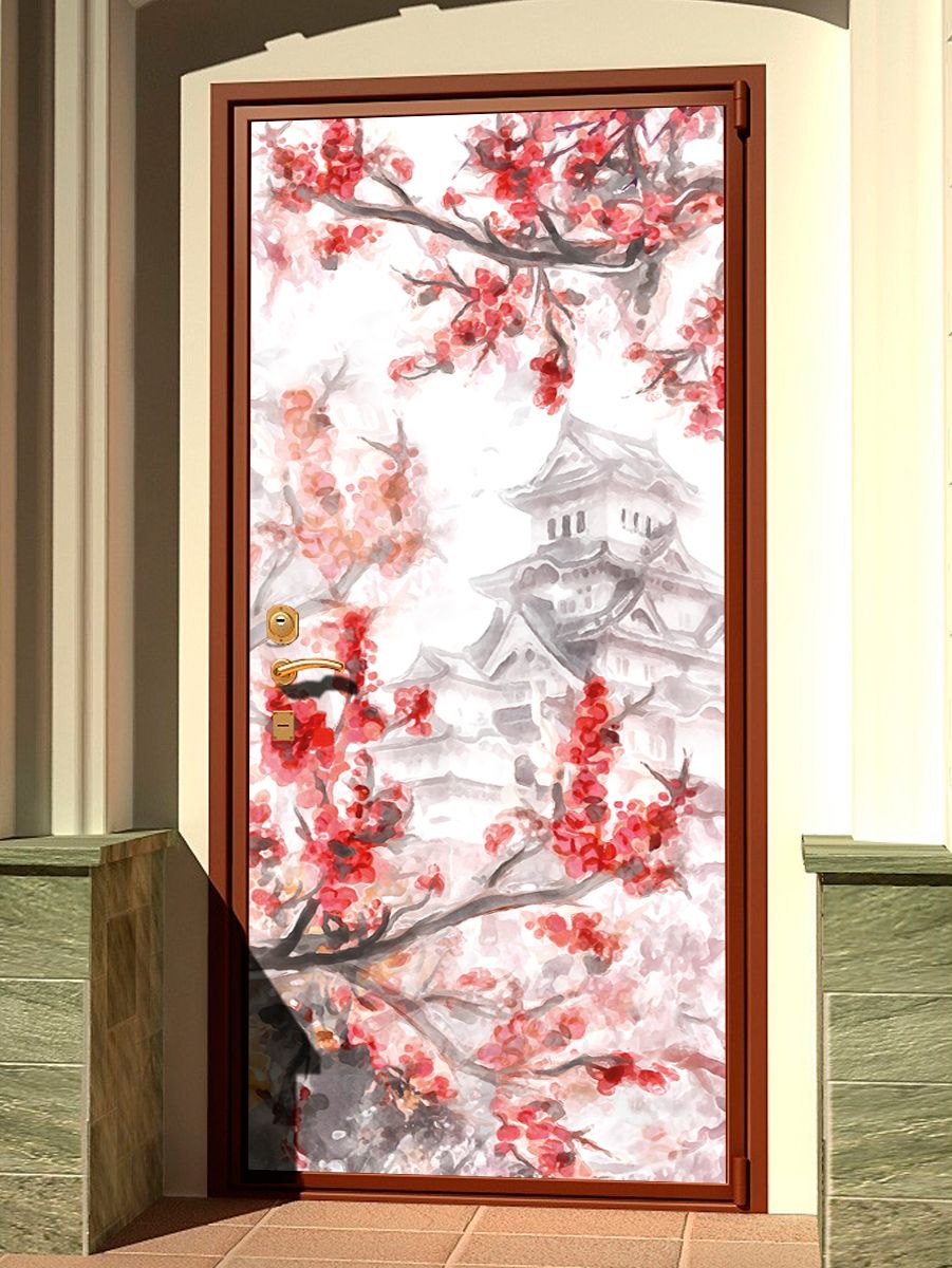 Наклейка на дверь - Сакура  | магазин Интерьерные наклейки